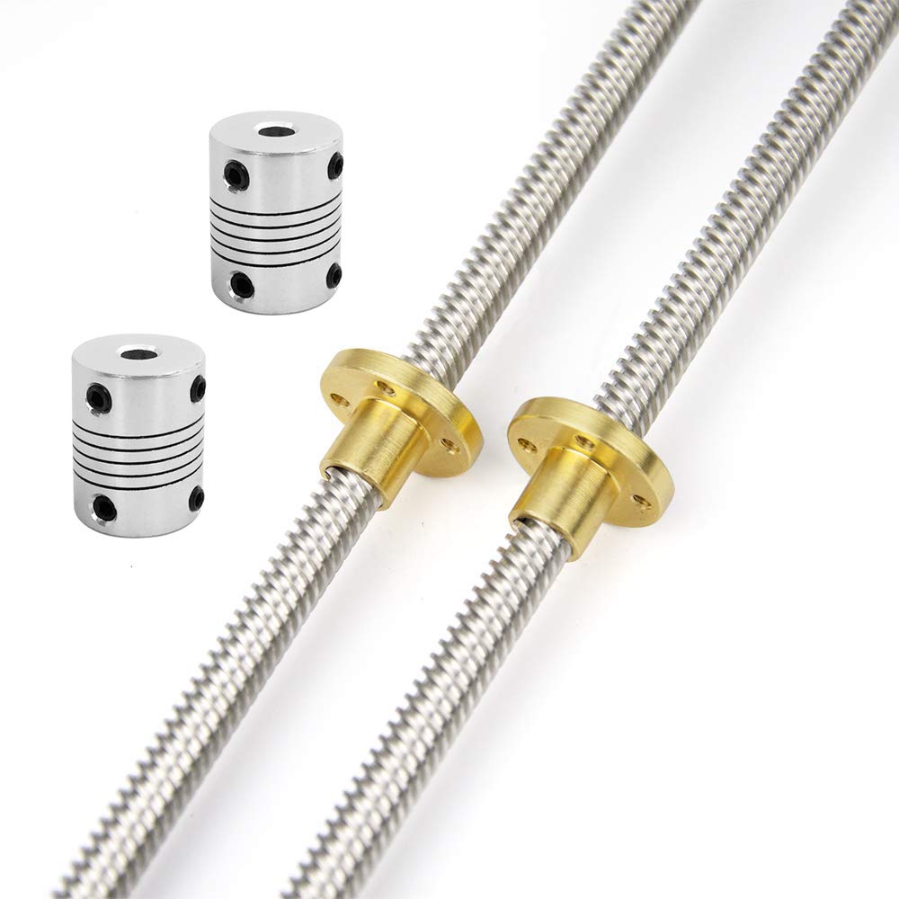 Furiga Lead Screw 300mm Dia 8mm with Brass Nut Couplings 5mm to 8mm for 3D Printer Z Axis