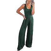 PRETTYGARDEN One Piece Jumpsuits 2026 Spring Sleeveless Tank Summer Casual Travel Airport Outfits Wide Leg Pants Rompers