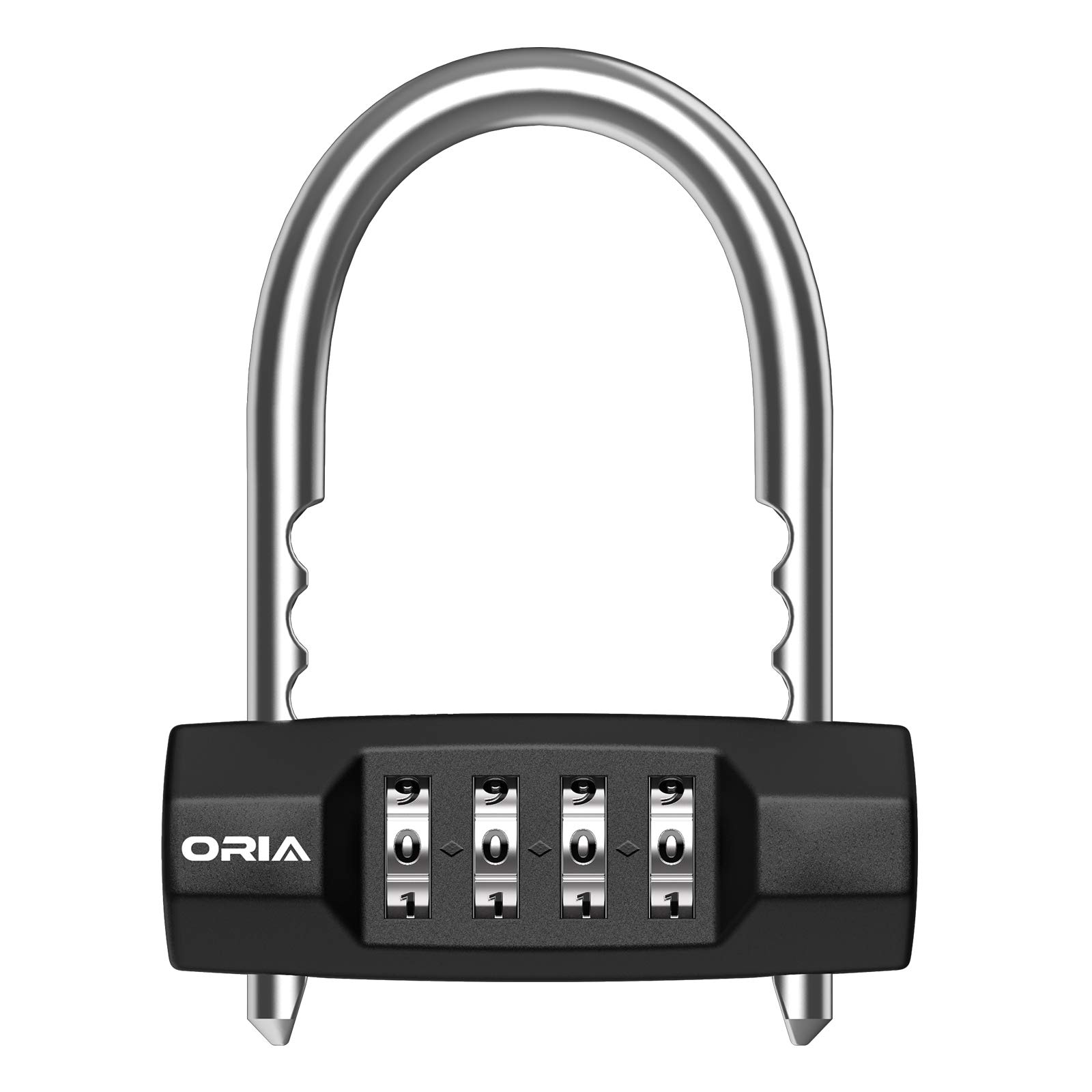 ORIA 4-Digit Combination Padlock, Combination Resettable Locks with Adjustable Shackle, Security Number Lock, Zinc Alloy Material, Waterproof Padlock for Gym, Bicycle, Toolbox, Luggage, Cabinet