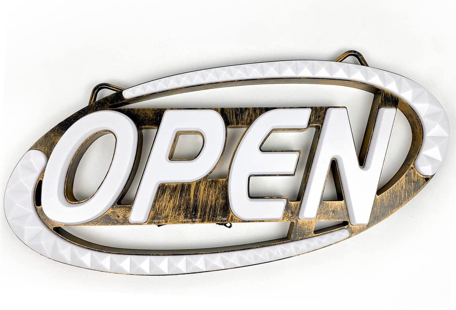 iKefe 24 × 12 Inch 16 Colors Gradient Running Effect LED Open Lights, LED Neon Light Up Open Sign with Remote Timer, Large Lighted Signage Sign for Business Hours, Shop, Nail, Hair Salon（Retro Base）