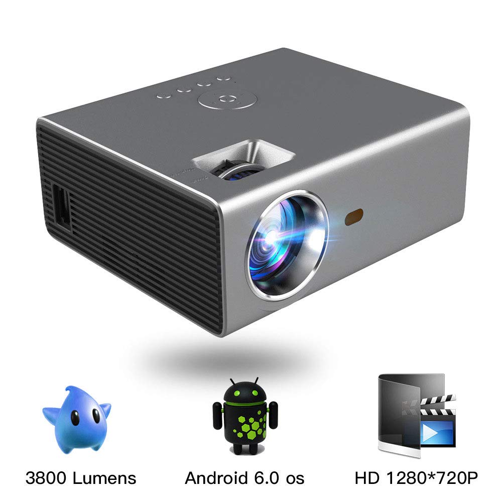 Proyector LED Inteligente HD 1280 * 720P Android 6.0OS 3800 ...