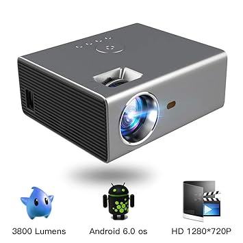 Proyector LED Inteligente HD 1280 * 720P Android 6.0OS 3800 ...