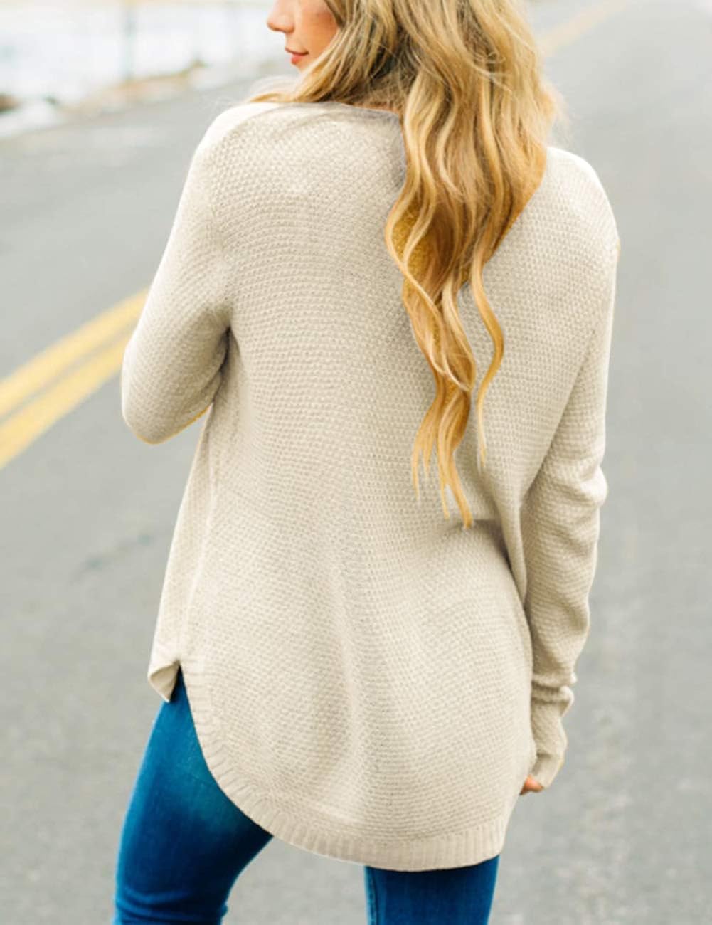 MEROKEETY Women's Long Sleeve Oversized Crew Neck Solid Color Knit Pullover Sweater Tops at  Women’s Clothing store