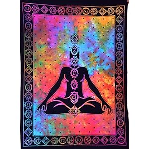 Seven Chakra Buddha Yoga Meditation Studio Room Decorations Tie Dye Hippie Psychedelic Small Tapestry Poster 40×30 inches 7 chakras tapestries Meditating Peace Wall Art Hanging Decor