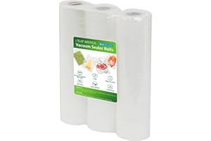 L'ELEF MISTICO Vacuum Sealer Bags for Food, 11''X20' (3 Rolls) BPA Free Food Saver Bags for Sealer, Customized Size Vacuum Storage Bags for Sous Vide or Meal Prep