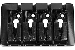 RiToEasysports L Shaped High Mass Metal Electric Bass Bridge for Improved Sound Quality for 4 String Basses, Easy Installatio