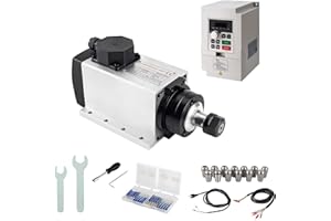 ZHONG HUA JIANG CNC Spindle Kits, 220V 2.2KW 2200W Air Cooled Spindle Motor Square CNC Spindle CNC Motor Spindle Motor + 2.2KW VFD + 13pcs ER20 Collets + Aviation Wire +Power Wire + Drill Bits
