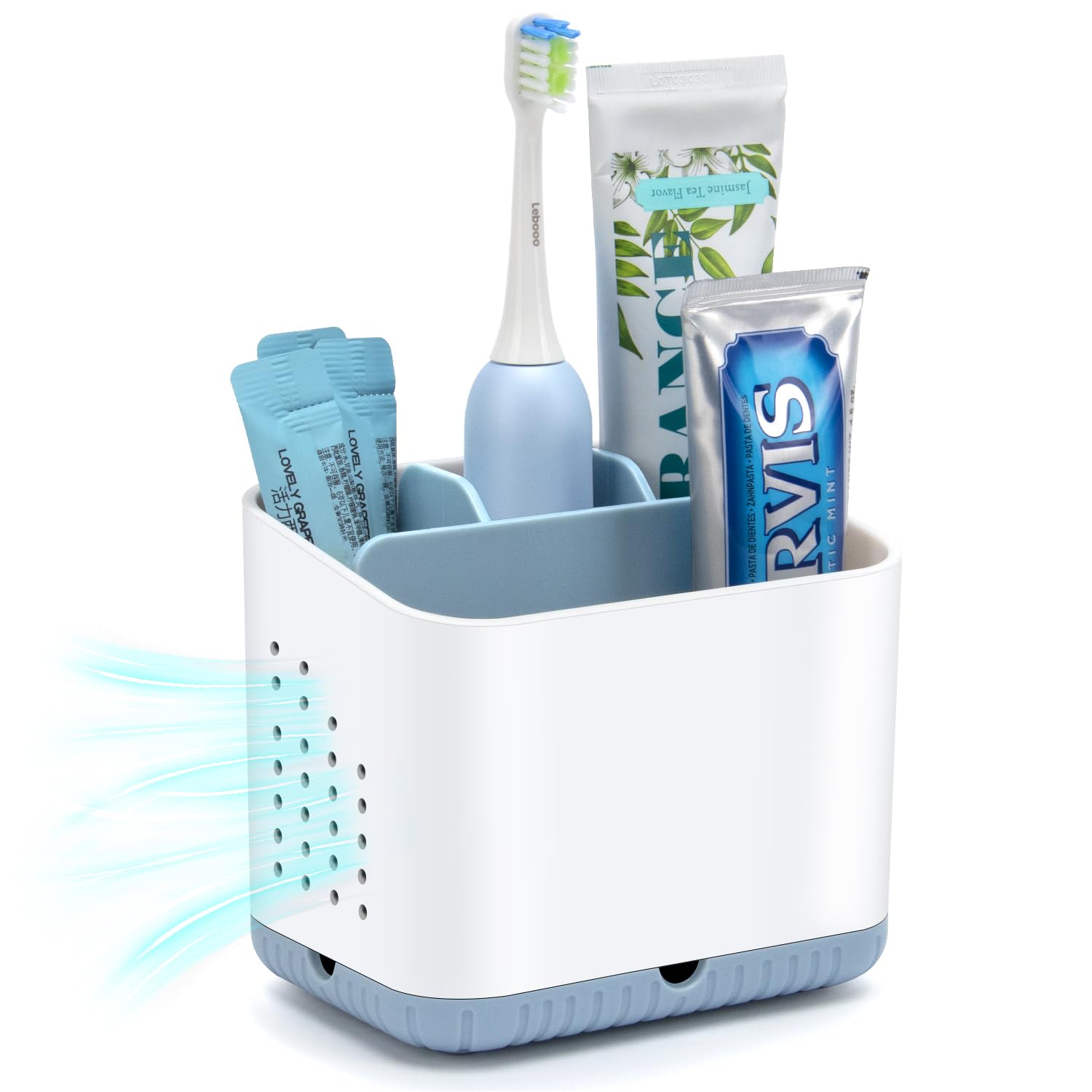 toprance Multifunctional Toothbrush Holder White Anti-slip Toothbrush Holder Caddy Small Bathroom Countertop Organizer And Storage Stand For Electric Tooth Brush, Toothpaste, Floss, Razor