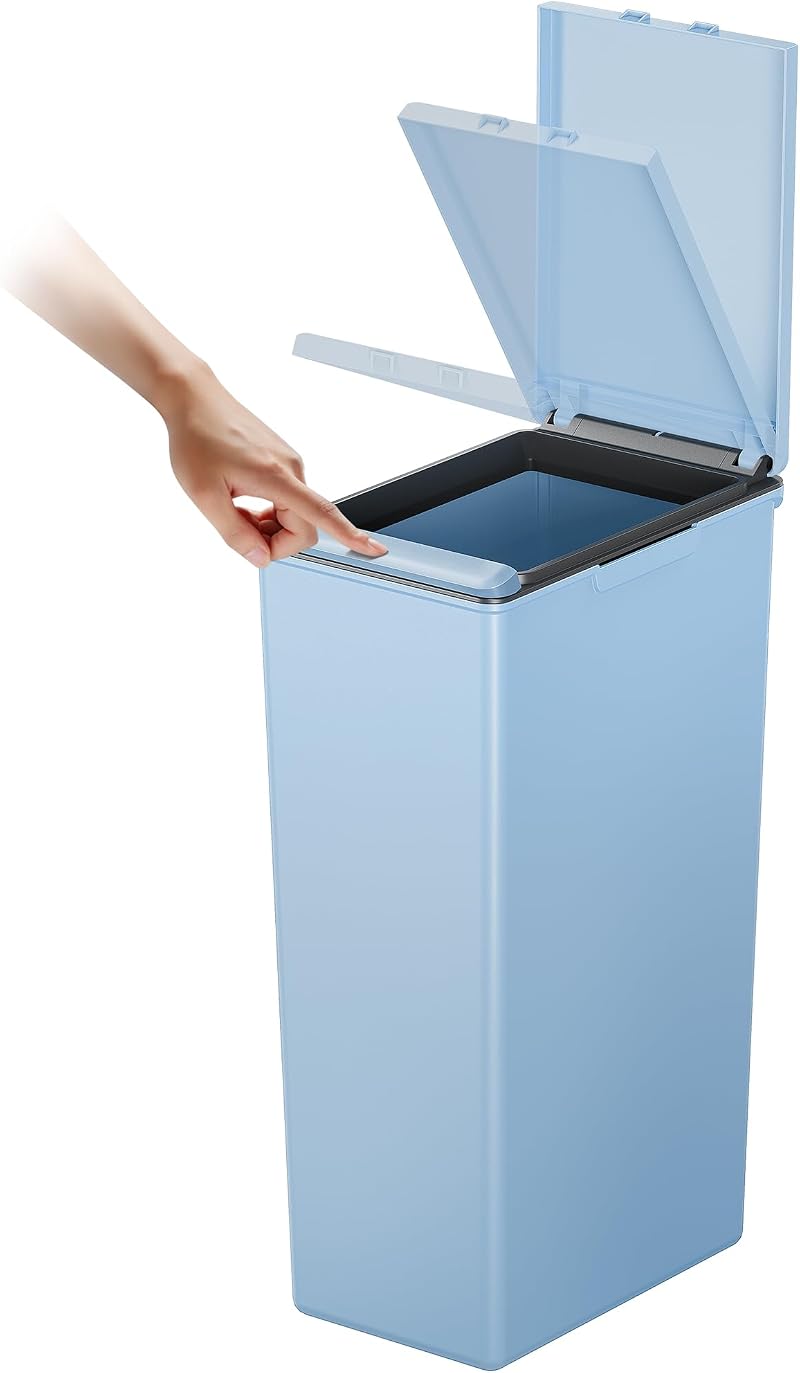 EKO Morandi 30L Kitchen Recycling Bin with Touch Top Lid Titanium Blue
