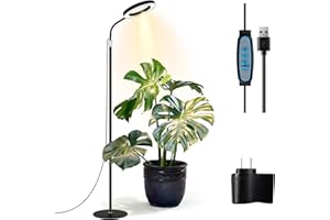 9TH SHOP Plant Grow Light, Grow Lights for Indoor Plants Full Spectrum, Plant Grow Light with Stand Adjustable Height and Angle, 3 Color Modes Plant Light with 6/12/16H Grow Light Timer