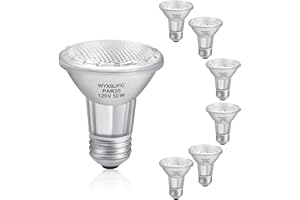 Par20 50W Halogen Light Bulb - 6 Pack Halogen Flood Light Bulb 3000k Warm White, Dimmable Long Lasting Halogen Bulb with E26 