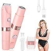 Beanify 2-in-1 Electric Shaver & Bikini Trimmer with LED Display for Women & Men,IPX7 Waterproof Wet/Dry Electric Razor with Dual Head, Rechargeable Painless Body & Facial Hair Remover (Pink)