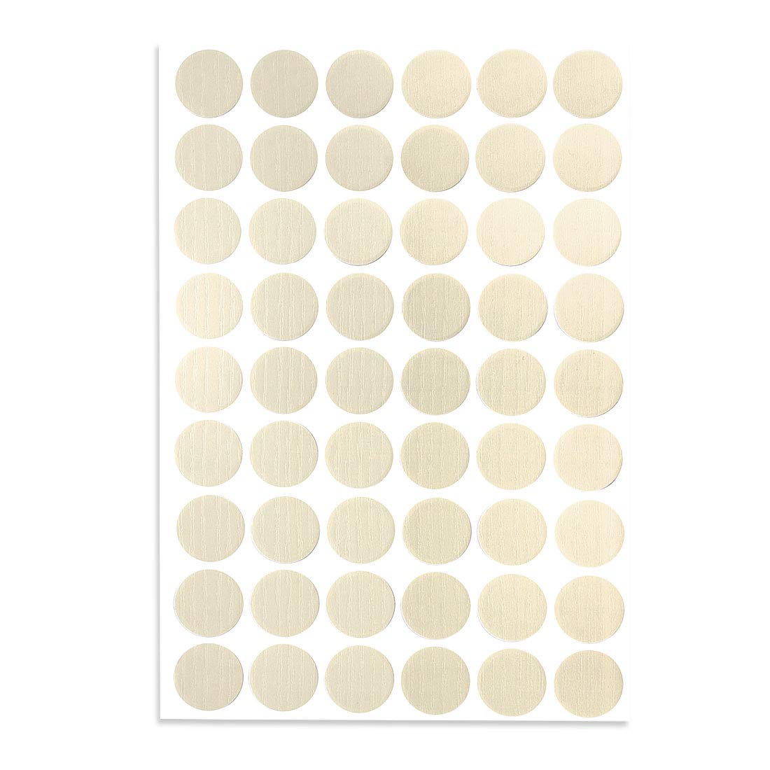 sourcing map Screw Hole Covers Stickers Textured Plastic Self Adhesive Stickers for Wood Furniture Cabinet Shelve Plate 21mm Dia 54pcs in 1Sheet Thin Line White Relief, PC-07