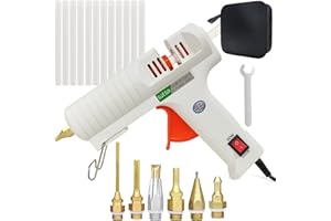JOJHDR Hot Glue Gun,Full Size High Temperature Glue Gun Kit with 12 Clear Glue Sticks, 60/100W. For Craft School DIY Art Home and Quick Repair -WHITE