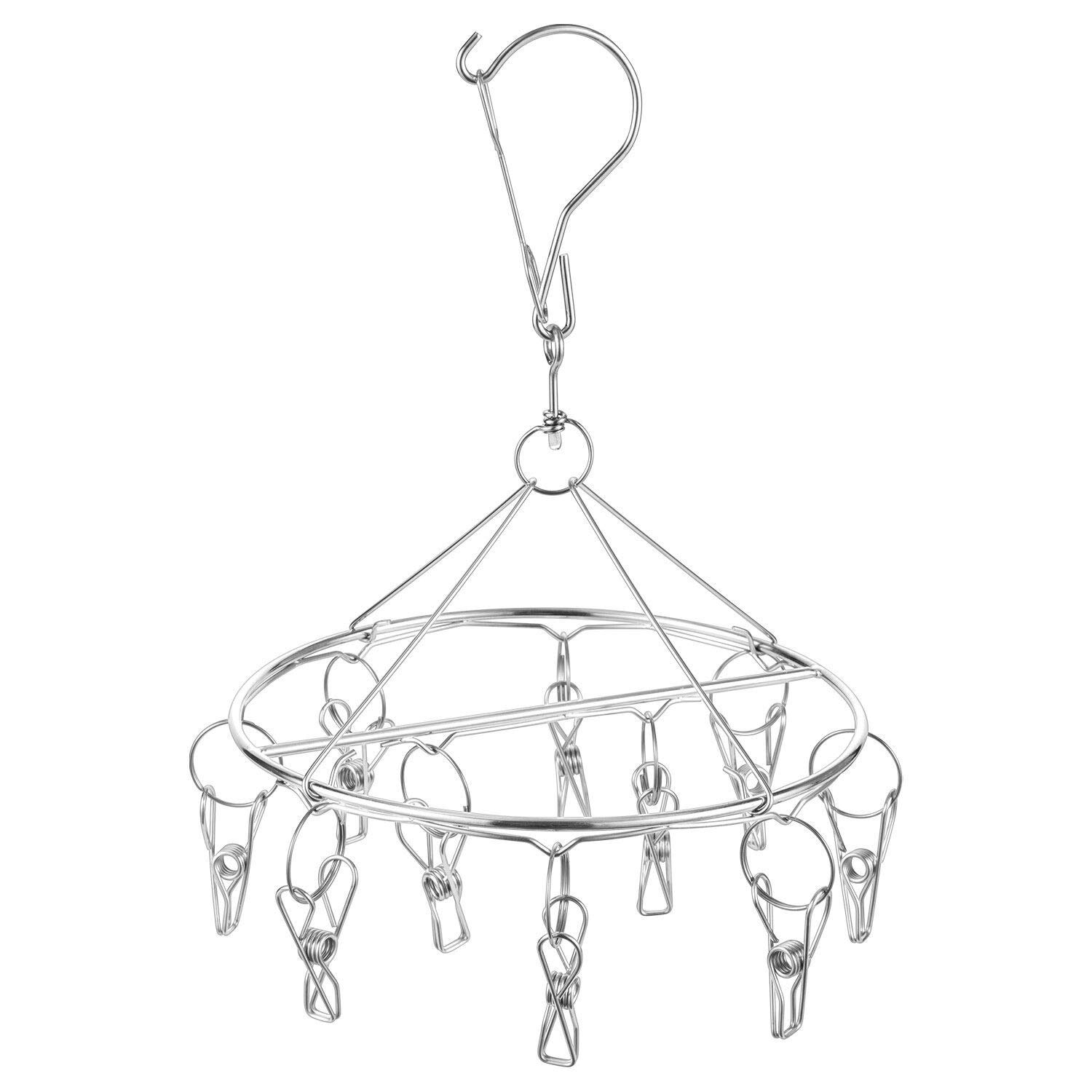 Skroad Sock Dryer for Underwear Lingerie Baby Clothes and Small laundry Items, Stainless Steel Rotatable Drying Rack (10 Peg)