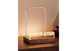 Onmiwod Light Up Now Playing Vinyl Record Stand, Vinyl Record Holder with Adjustable Warm White Lights, Wooden Acrylic Holder for Record Album Display and Storage, Accessories Gifts for Record Lovers