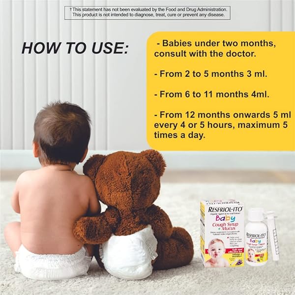 RESFRIOLITO BABY COUGH SYRUP + MUCUS 2 FL OZ INFANTS 2 MONTHS AND OLDER, NATURAL GRAPE FLAVOR WITH ORGANIC AGAVE, 2 FL OZ BOTTLE