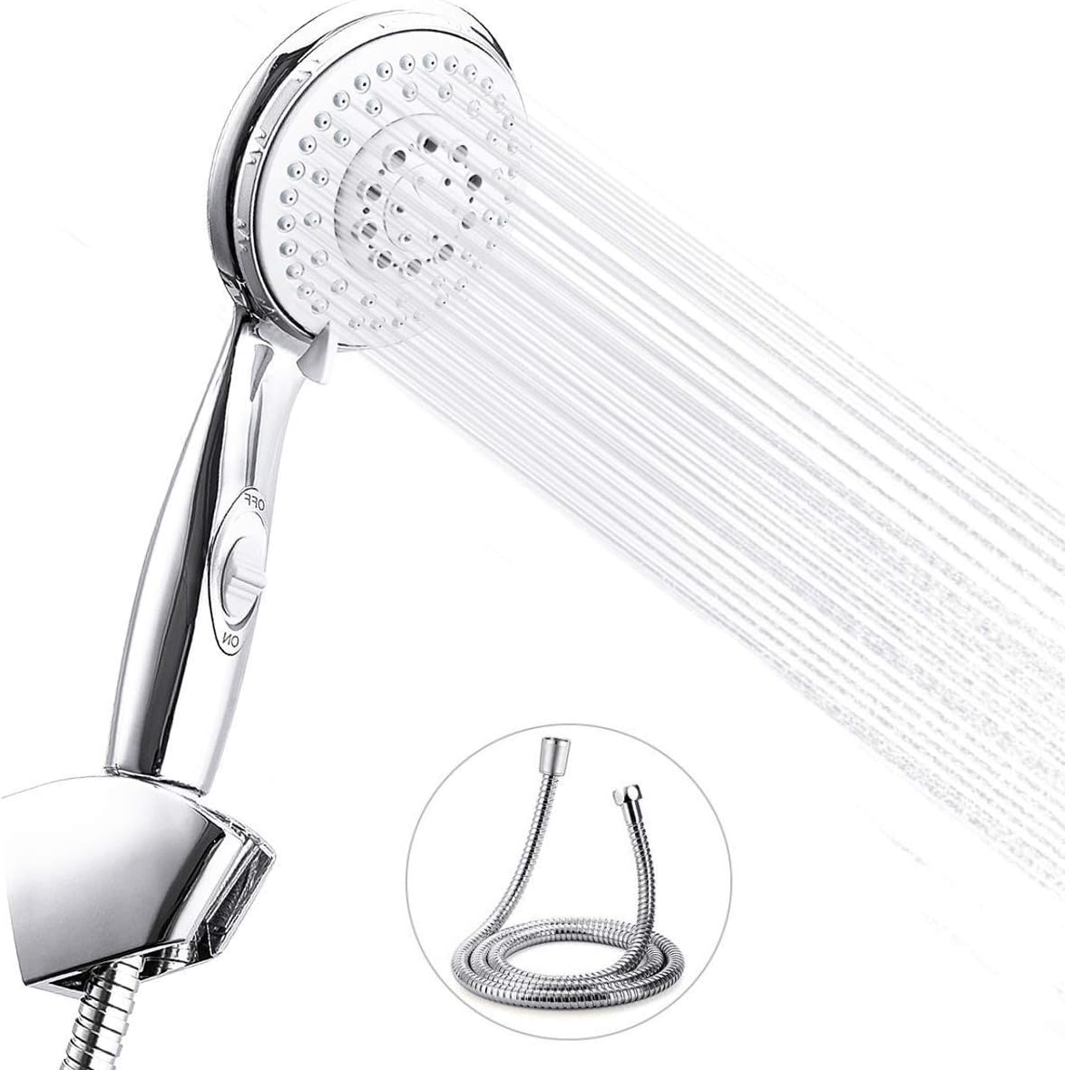 Baban 5-Mode Hand Shower Head with Water Pause Switch, with 1.5M Shower Hose and Shower Head Bracket, Handheld Shower Head with Universal Connector, Best for Massage, Quality Warranty Provided