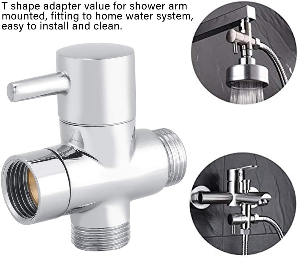 Shower Arm Diverter Valve Brass G1/2 3 Way Universal Bathroom Shower System Component Replacement for Handheld Fixed Spray Shower Head Polished Chrome - Image 4