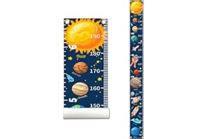 ASENART Outer Space Growth Chart for Kids, Baby Height Chart, Canvas Height Measuring Rulers for Boys Girls, Removable Growth Height Chart for Nursery Toddlers Child's Room Decor 79" x 7.9"- Planet, Astronaut