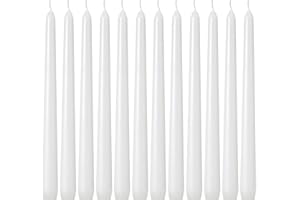 ALLGREEN 12 Pack White Taper Candles - Taper Candles 10 Inch Dripless, Smokeless & Unscented - 8 Hours Long Burning - Tall Candlesticks - Ideal for Weddings, Dinner Parties, Home Decor, Birthday Party