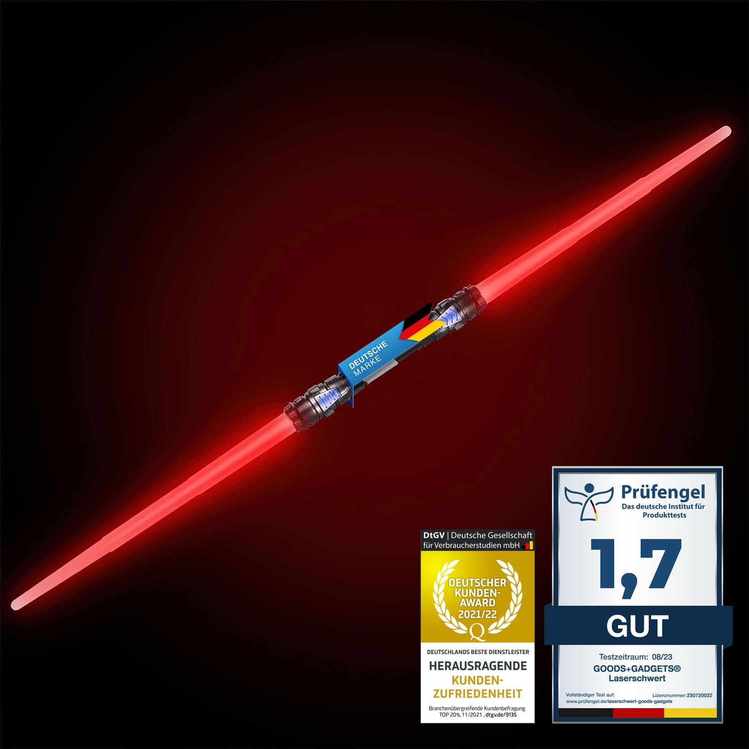 GOODS+GADGETS Double Blade Lightsaber Laser Sword 138 cm Sword with Lighting & Sound (Red)