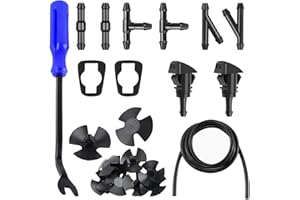 KHGUZ 20PCS Car Windshield Washer Hose Kit, 6PCS Hose Connectors, 4 Meter Washer Fluid Hose, 2PCS Nozzle, 10PCS Clips & Blue Tool, Windshield Cleaner Hose Set Suitable for Most Cars