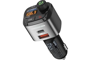 UNBREAKcable Bluetooth FM Transmitter for Car, Support QC3.0, 20W Wireless Bluetooth Radio Car Adapter Receiver MP3 Audio Music Player FM Transmitters, Type C PD20W Handsfree Call Car Charger