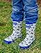 Oakiwear Kids Rubber Rain Boots With Easy-On Handles, Shark Frenzy, 1Y US Little Kid