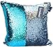 Livedeal 40x40cm Sequins Mermaid Reversible Pillow Case, Light Blue and Silver