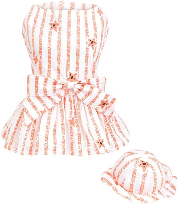 Amazon Co Jp 犬の服 Yolaird 愛猫 愛犬 洋服 可愛い 蝶結びプリント ワンピース 女の子 帽子付き 袖なしドレス ネット チュチュ ウエディングドレススカート 春夏秋 おしゃれヘアボールスカート 安い チワワ 小型犬中型犬 散歩 お出かけ 服 ファッション小物