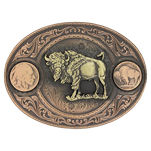 Montana Silversmiths Miners Buffalo Indian Head Nickel Belt Buckle with Buffalo (4050BLB-941L)