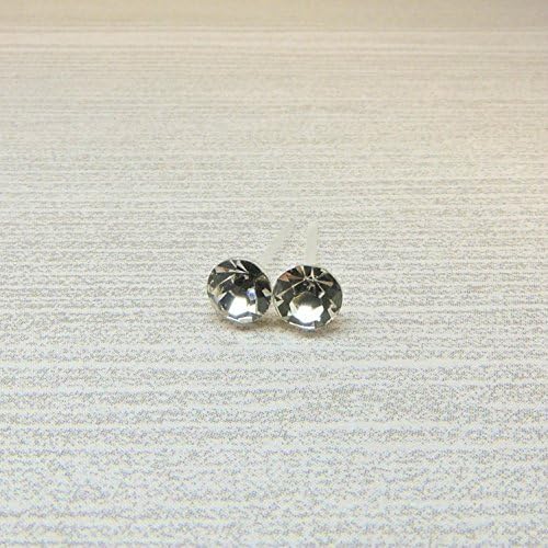 5mm Clear Glass Rhinestone Earrings on Plastic Posts for Metal Sensitive Ears, April Gift