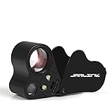 Jarlink 30X 60X Illuminated Jewelers Eye Loupe Magnifier, Foldable Jewelry Magnifier with Bright LED Light for Gems, Jewelry, Coins, Stamps, etc