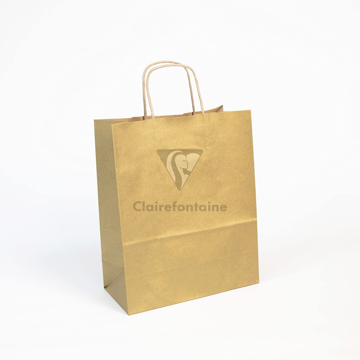 Clairefontaine 395705C - A Pack Of 25 Kraft Gift Bags - 22x10x27cm - 100g - Colour: Gold - Twisted Handles - Ideal For: Gift Wrapping, Food Industry, Basic Bag