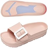 Scecocrs Women Adjustable Single Buckle Pink Platform Sandals, Women's Casual Sandals with Arch Support, Summer EVA Sandals for Indoor and Outdoor