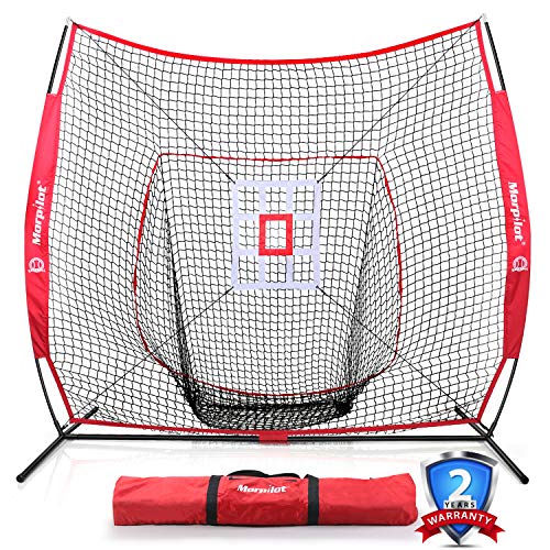 Keenstone 7'×7' Baseball Softball Practice Net with Strike Zone Target