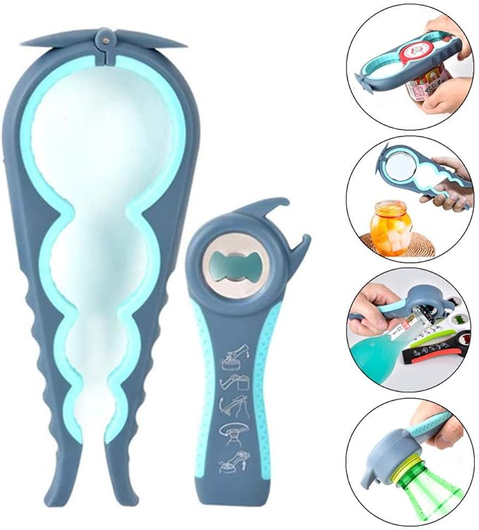 Easy Jar Bottle Opener Kit, 5in1 and 4in1 Multi Function Jar Openers