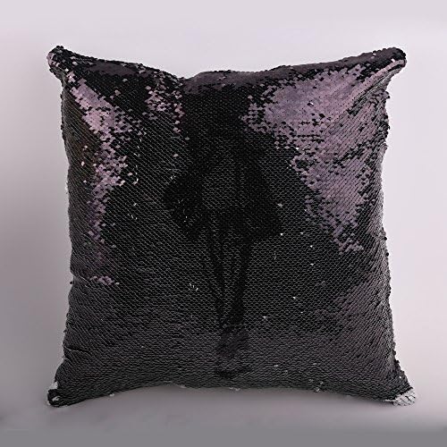 Ving 10PCS Square Blank Reversible Sequin Magic Swipe Pillow Cover Cushion Case for Sublimation (Black)