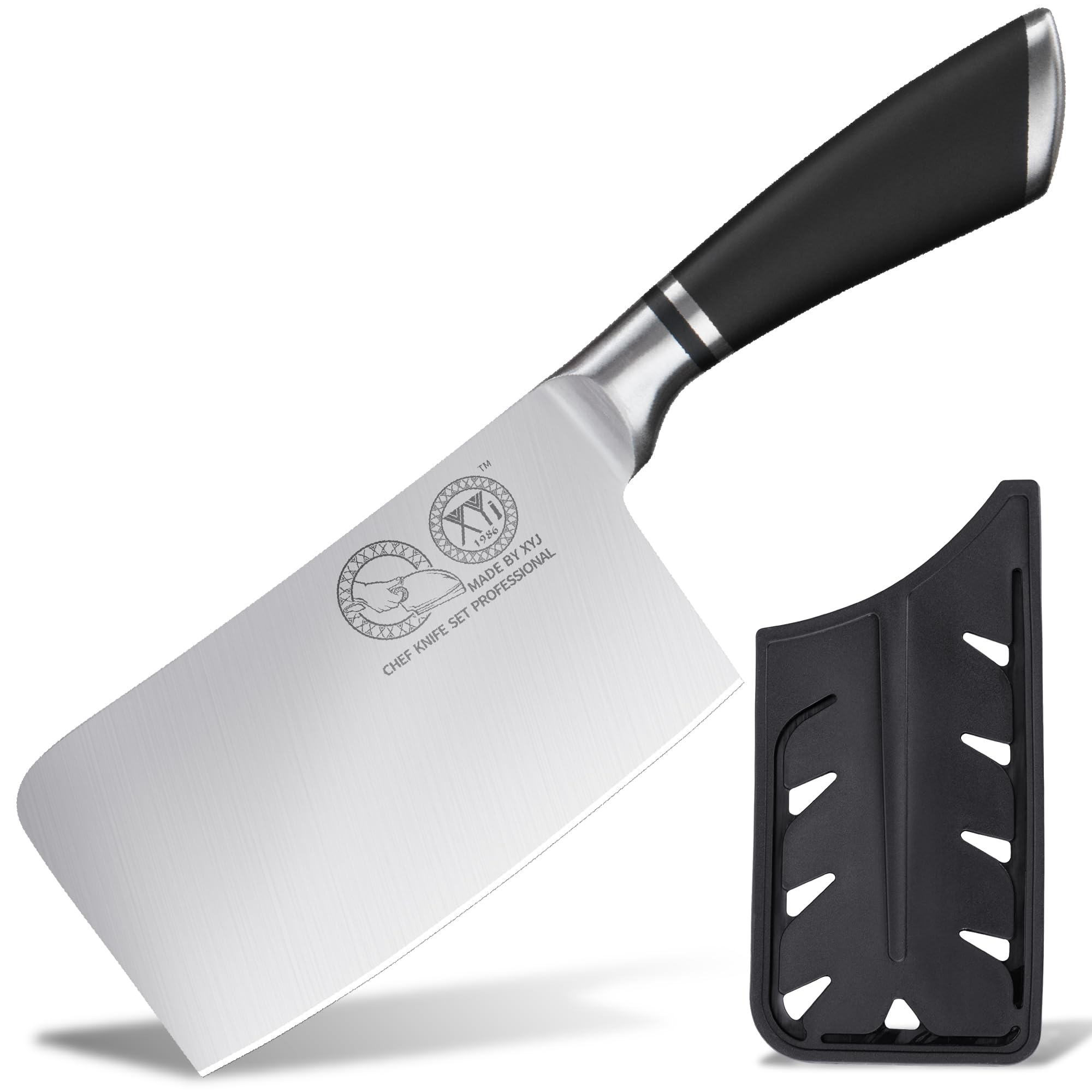 Photo 1 of XYJ Kitchen Knife,Razor Sharp,Stainless Steel 6 Inch Meat Cleaver for Meat Cutting,Professional Chinese Cooking Chef Knife with Sheath,Edge Guard Protector
