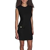 BCBG Womens Sleeveless Pocket Detail Suede A-line Mini Dress