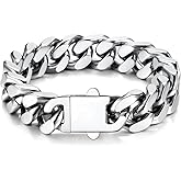 U7 Cuban Link Bracelets for Men Stainless Steel Wrist Bracelet Silver Black Gold Cuban Hand Chain Bracelet for Mens Women, 5/7/9/12mm Width, 7.5/8.3/9 Inch Length Classic Jewelry with Box Packed