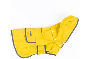 Wilderdog Dog Jacket Waterproof Raincoat with Breathable Interior, Removable Hood, Torso Strap, Secure Closures, Back Pocket and Two Hanging Loops, Foldable into Back Pocket