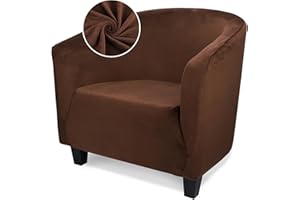 Treaful Barrel Chair Covers Slipcover, 1 Piece Club Chair Slipcover Cover with Elastic Bottom, Anti Slip Soft Stretch Velvet Armchair Slipcover Washable Furniture Protector for Living Room Hotel