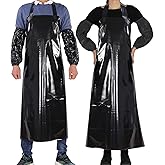 ELEBOX Waterproof Oil Proof Bib Apron Utility Apron Chemical Resistant Apron with Sleeve Work Apron Ultra Lightweight