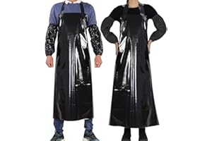 ELEBOX Waterproof Oil Proof Bib Apron Utility Apron Chemical Resistant Apron with Sleeve Work Apron Ultra Lightweight