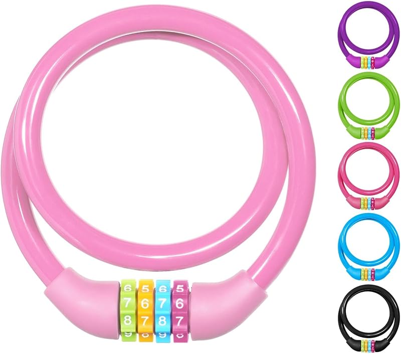 Ainiv Four-Digit Cable Lock 65cm Anti-Theft Bicycle Lock Pink