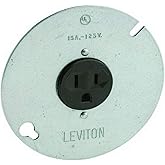 Leviton 3-Wire Round Type Single Receptacle On 4-Inch Cover, 15 Amp, 125 Volt, 5059-000, Zinc Plated Steel