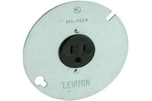 Leviton 3-Wire Round Type Single Receptacle On 4-Inch Cover, 15 Amp, 125 Volt, 5059-000, Zinc Plated Steel