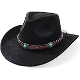 SANSTHS Cowboy Hats for Men Women Cowgirl Hat Wide Brim Felt Hats Western Leather Cowboy Hats for Lover